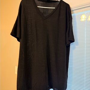 SHEIN Black V-Neck Short Sleeve Tee